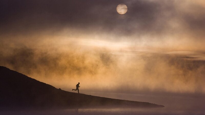 Silhouette of Runner — Brown, Dramatic