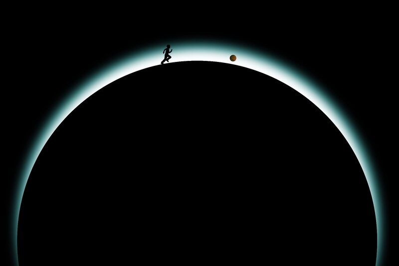 Silhouette of Runner on Planet
