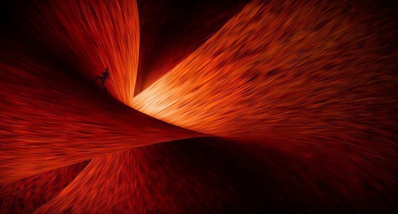 Silhouette of Runner — Red, Dramatic