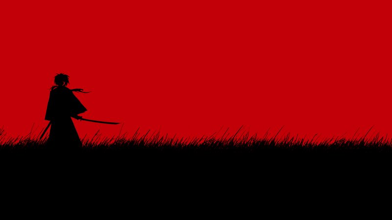 Silhouette of Samurai — Red, Dramatic