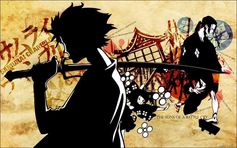 Silhouette of Samurai Warrior — Black, Dramatic, Anime