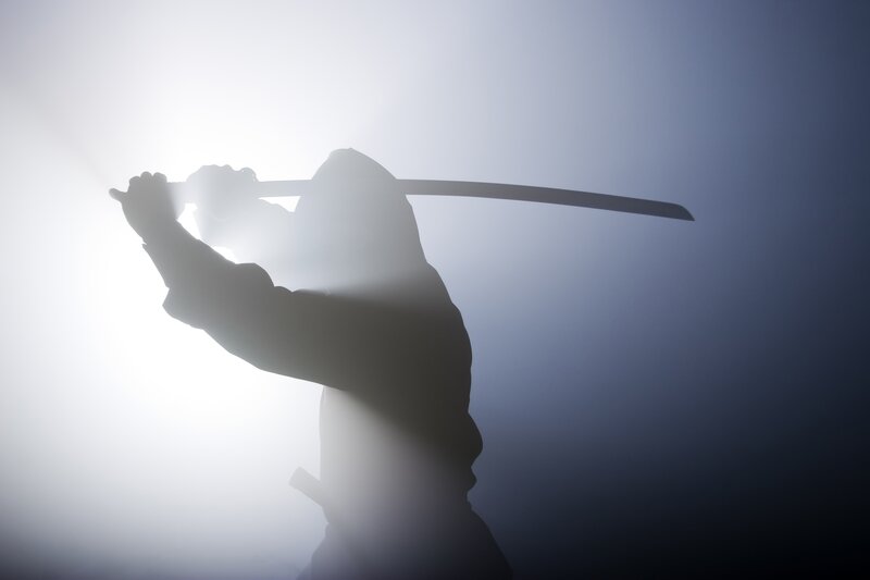 Silhouette of Samurai — White
