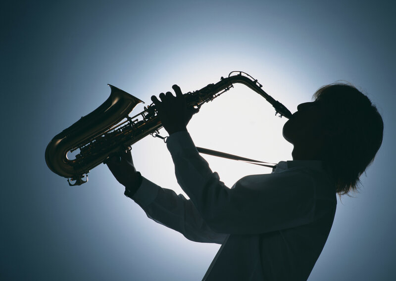 silhouette of saxophone player