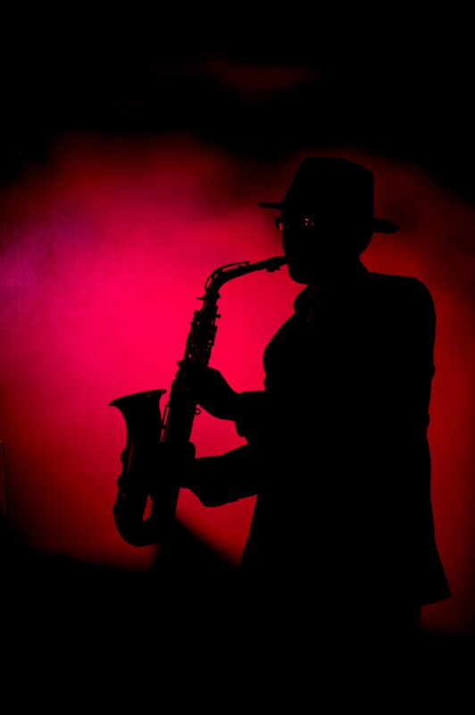 silhouette of saxophone player