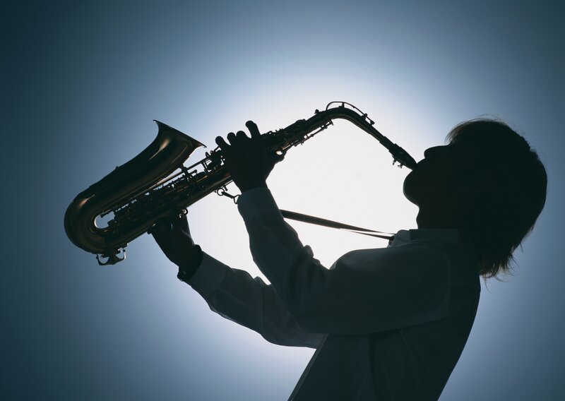 silhouette of saxophone player