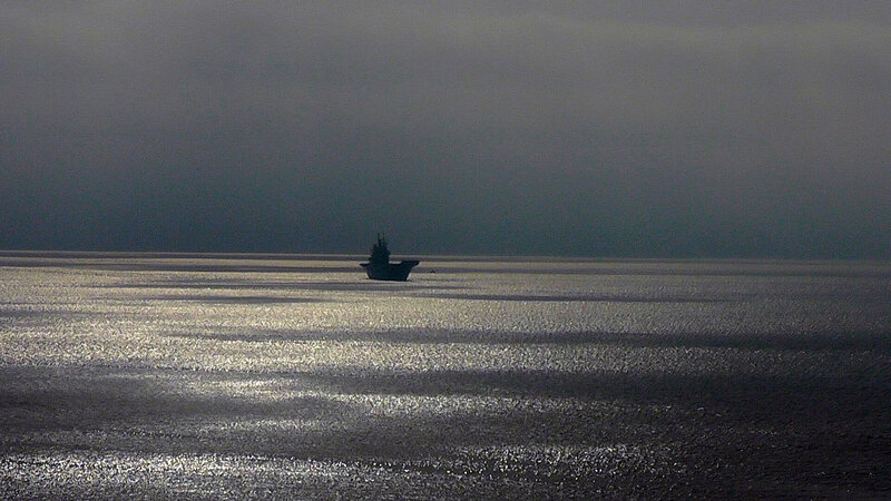 Silhouette of Ship at Sea — Gray