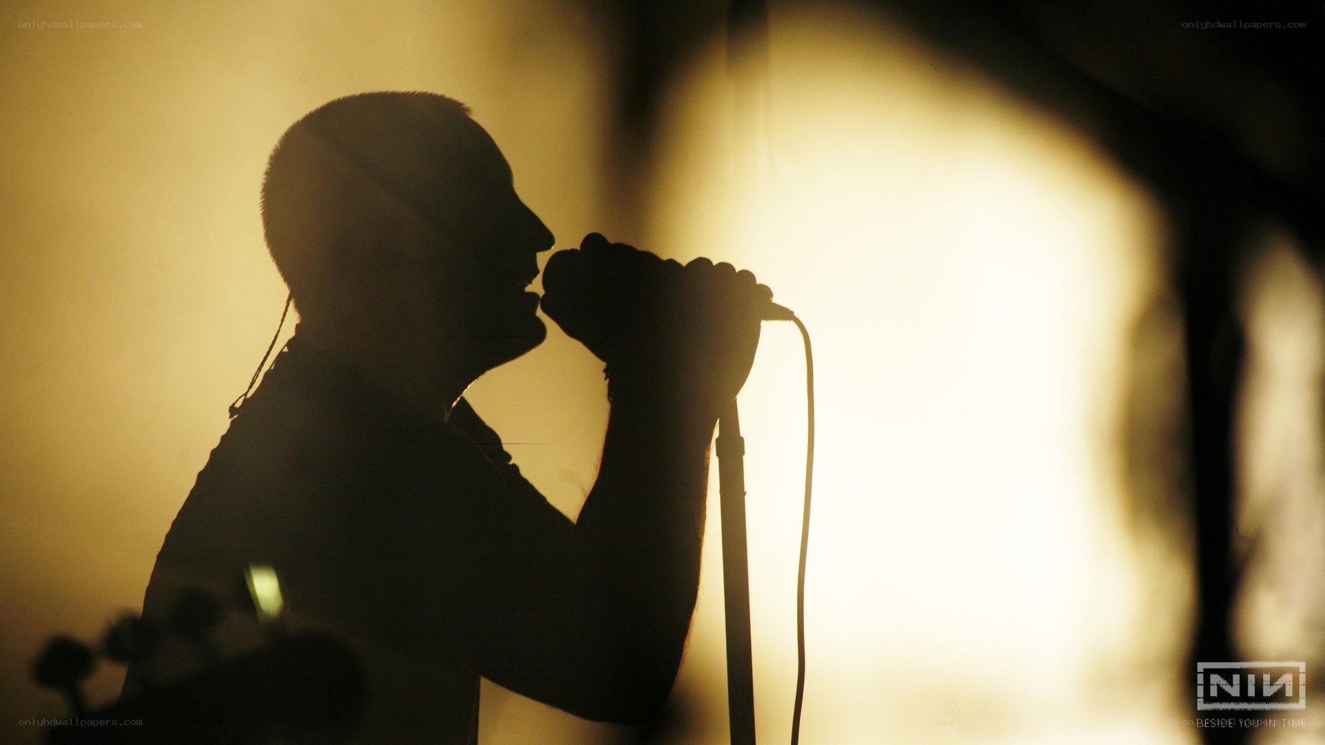 silhouette of singer on stage