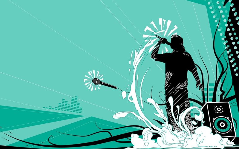 Silhouette of Singer with Microphone