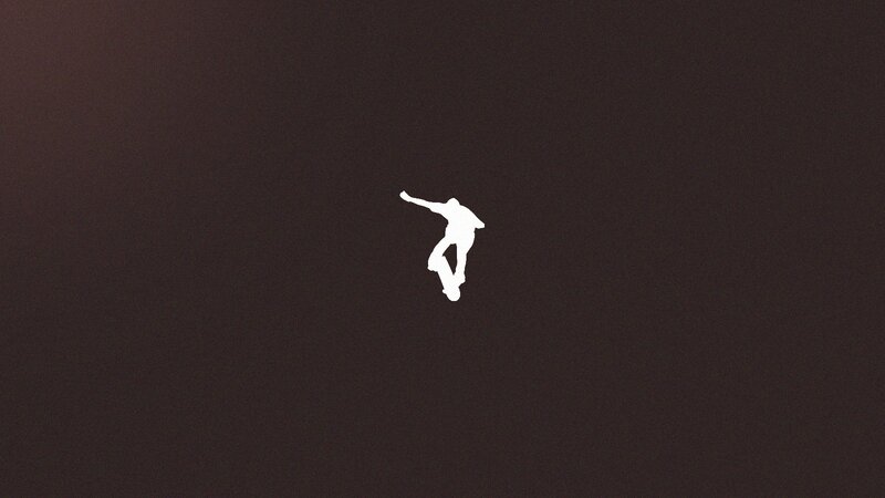 Silhouette of Skateboarder — White