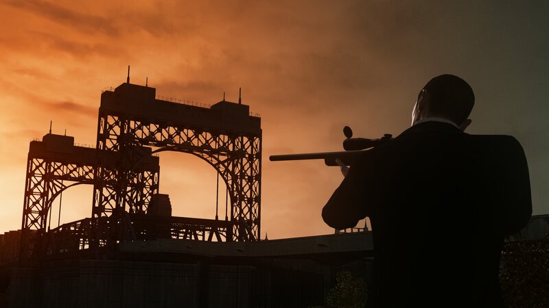 silhouette of sniper at sunset
