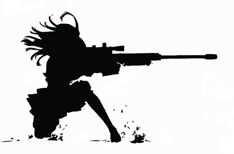 silhouette of sniper in action