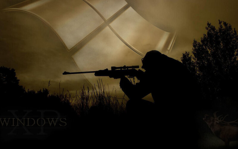silhouette of sniper with Windows XP