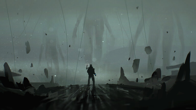 Silhouette of Soldier — Gray, Dramatic