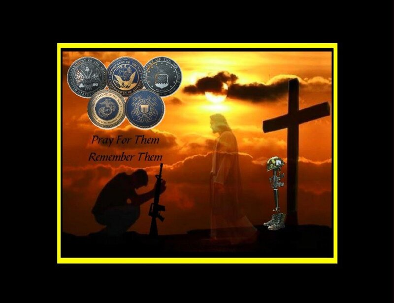 Silhouette of Soldier Praying