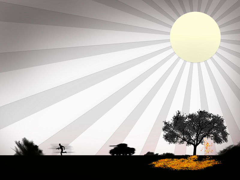 Silhouette of Soldier Running — Black