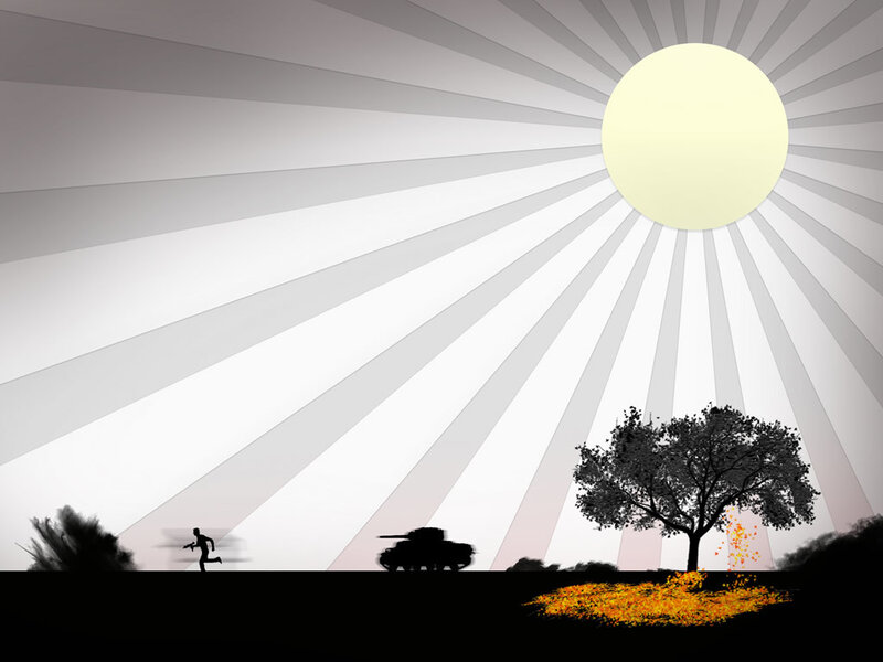 Silhouette of Soldier Running