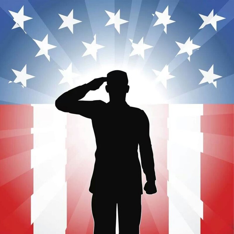 Silhouette of Soldier Saluting — Red