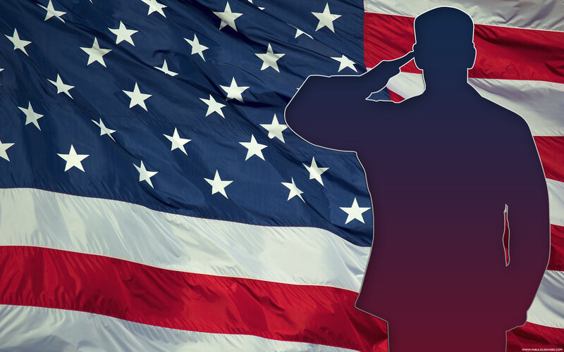 Silhouette of Soldier Saluting
