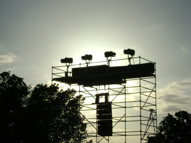 Silhouette of stage lights