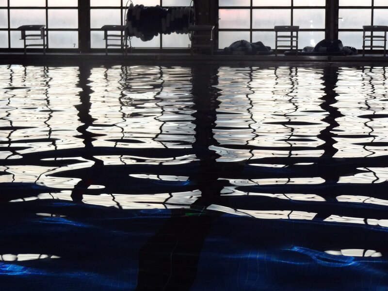 Silhouette of Swimmer in Pool — Blue