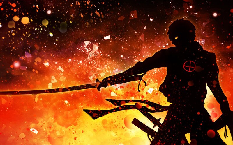 Silhouette of Swordsman — Red, Dramatic