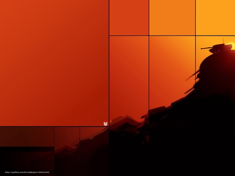 Silhouette of tank at sunset