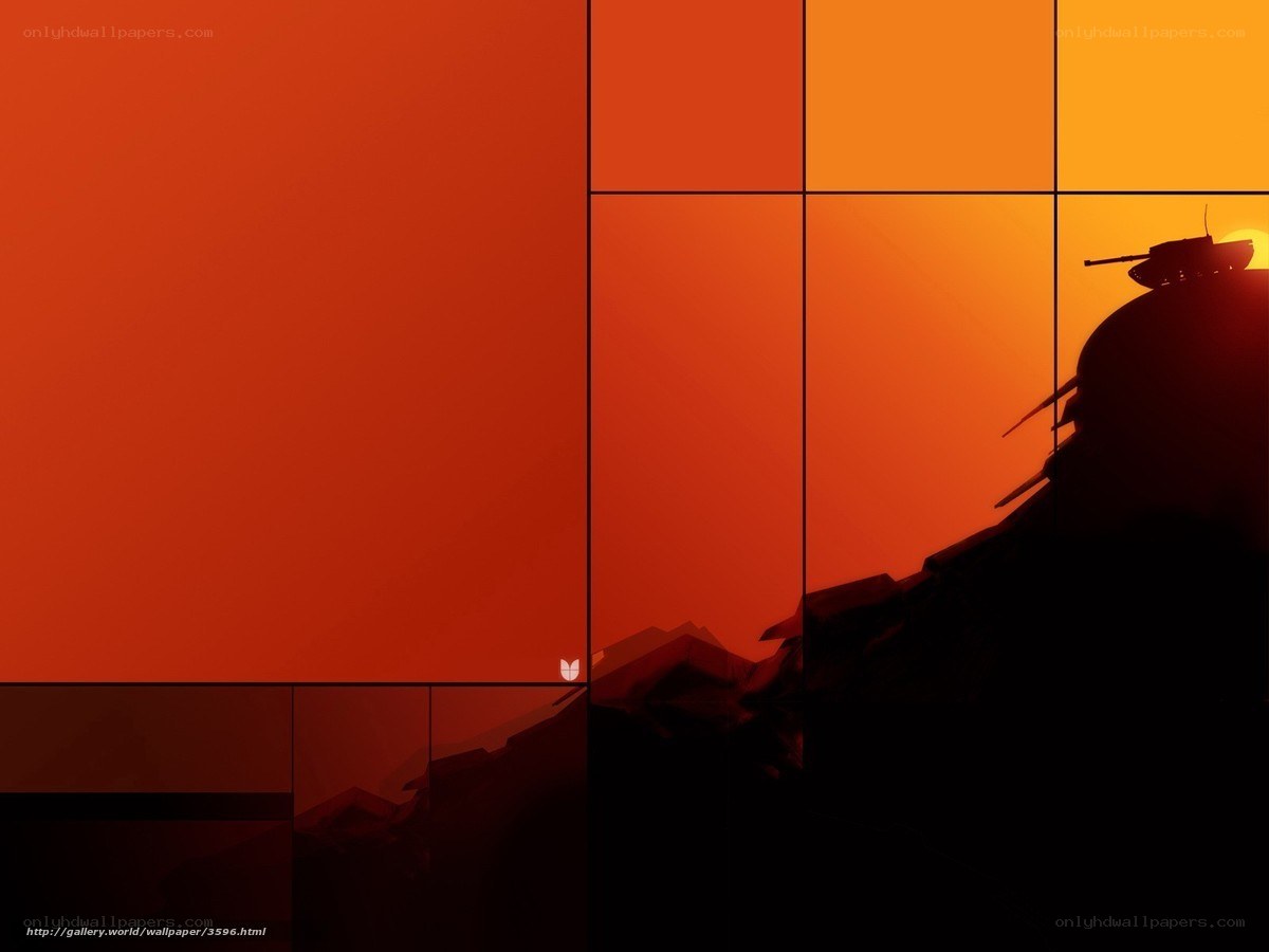 Silhouette of tank at sunset
