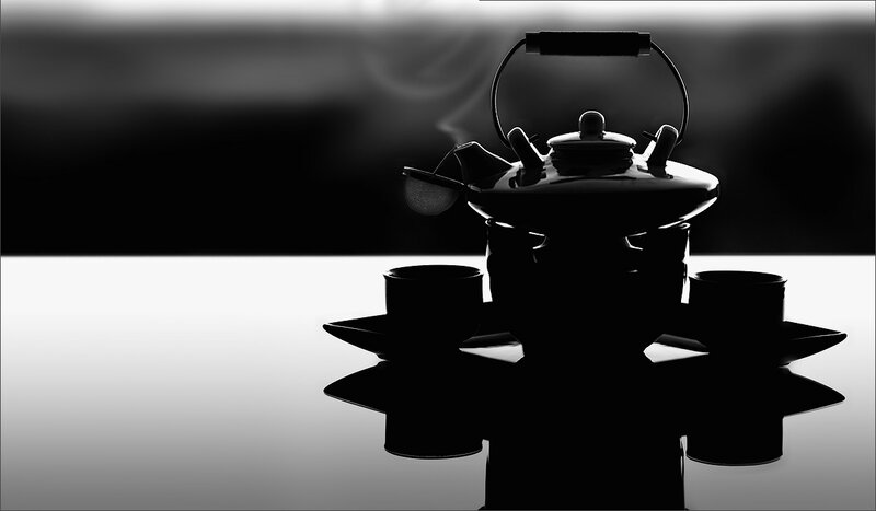 Silhouette of Teapot and Cups