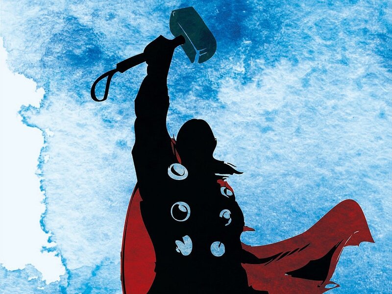 Silhouette of Thor — Blue, Dramatic