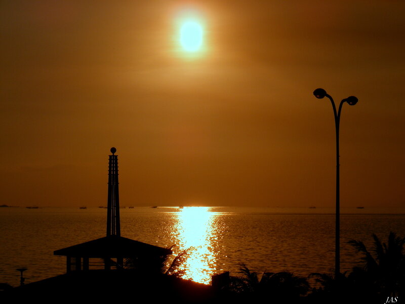 Silhouette of Tower and Lamp Post