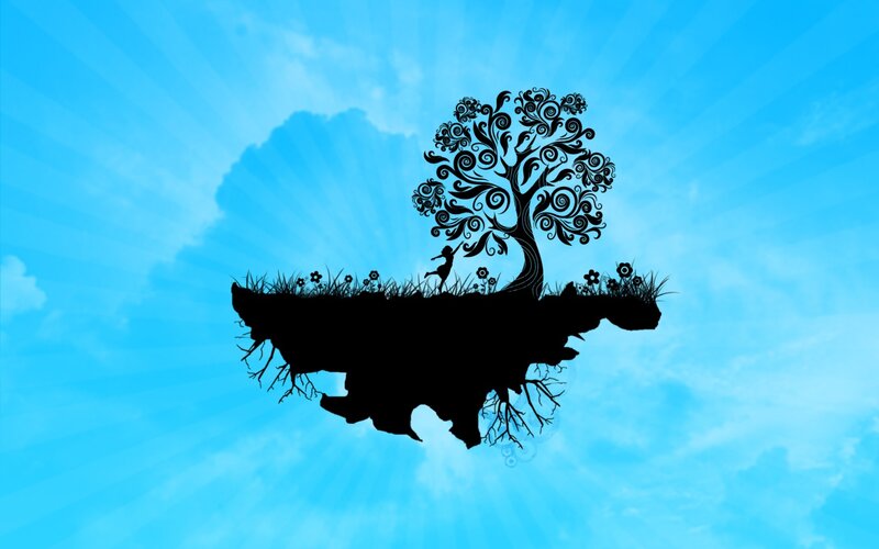 Silhouette of Tree and Child