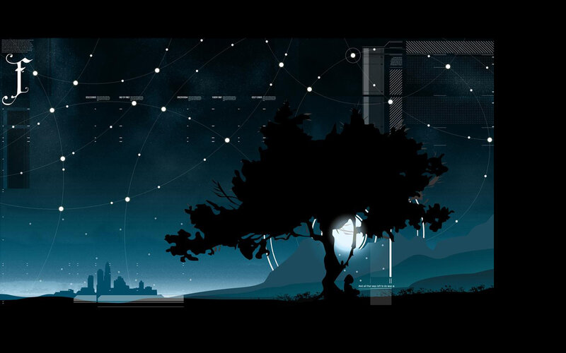 Silhouette of Tree and City — Blue