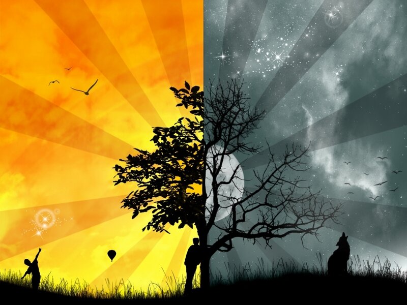 Silhouette of Tree and Figures