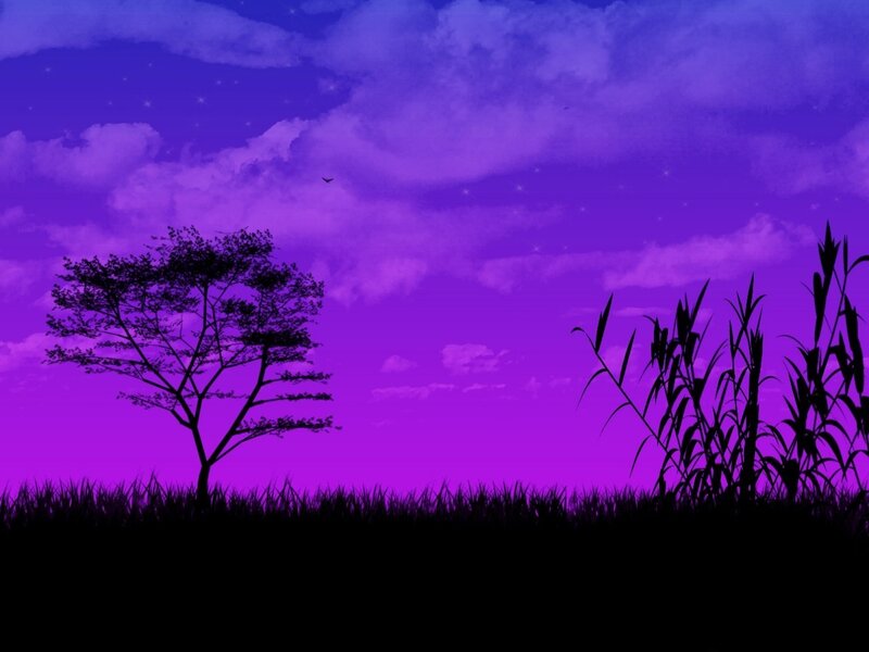 Silhouette of Tree and Grass — Purple