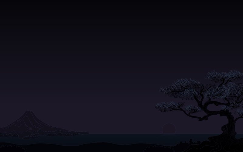 Silhouette of Tree and Mountain — Black