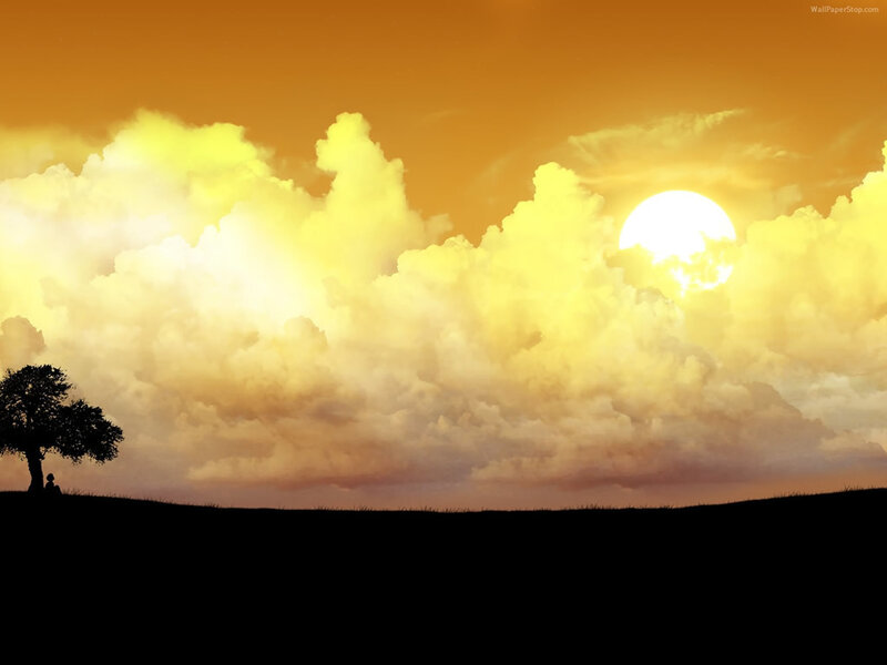 Silhouette of Tree and Person — Orange