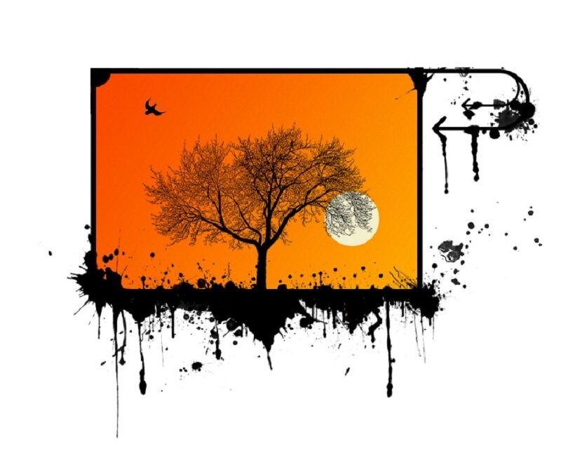 Silhouette of Tree at Sunset — Orange