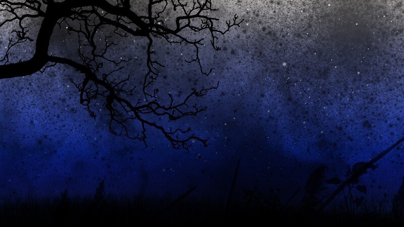 Silhouette of Tree Branches — Blue, Dark