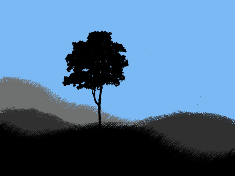 silhouette of tree on hill