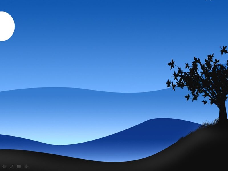 Silhouette of Tree on Hill — Blue