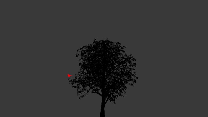 Silhouette of Tree with Bird — Black