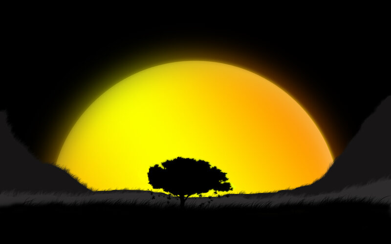 Silhouette of Tree — Yellow, Serene