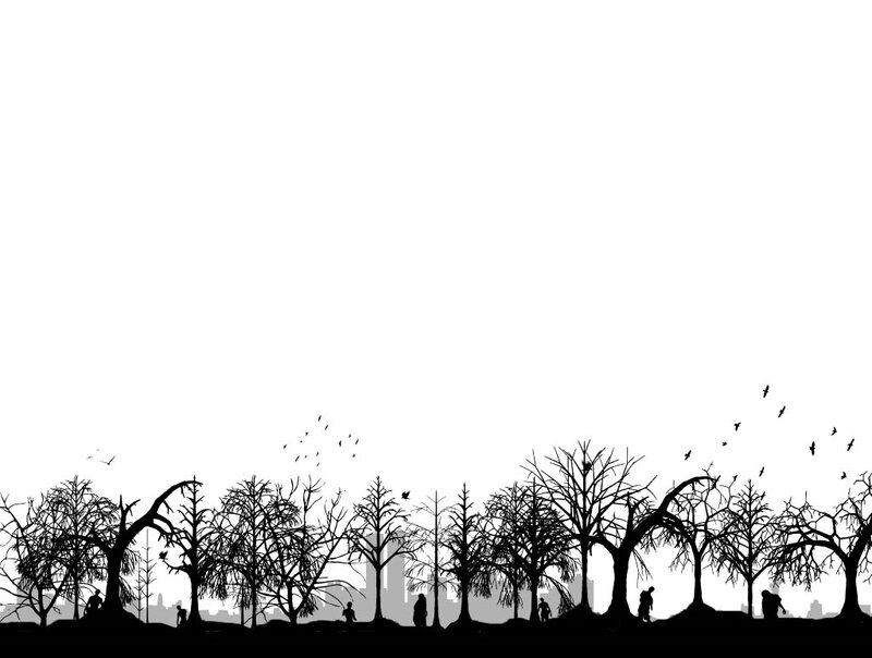 silhouette of trees and people