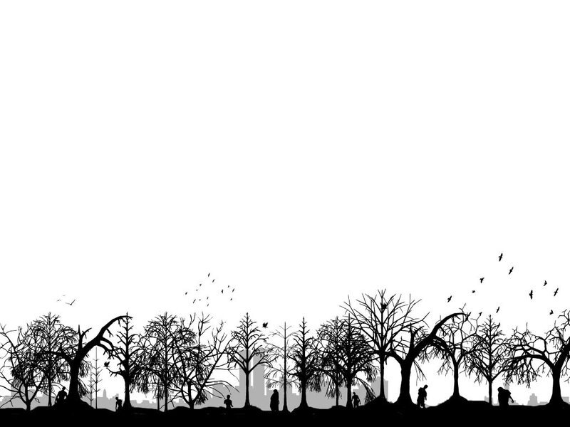 Silhouette of Trees and People — Black