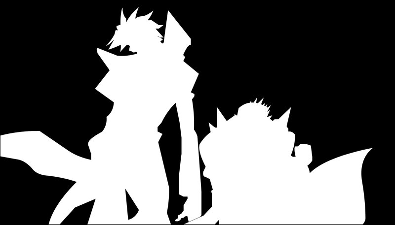 silhouette of two characters