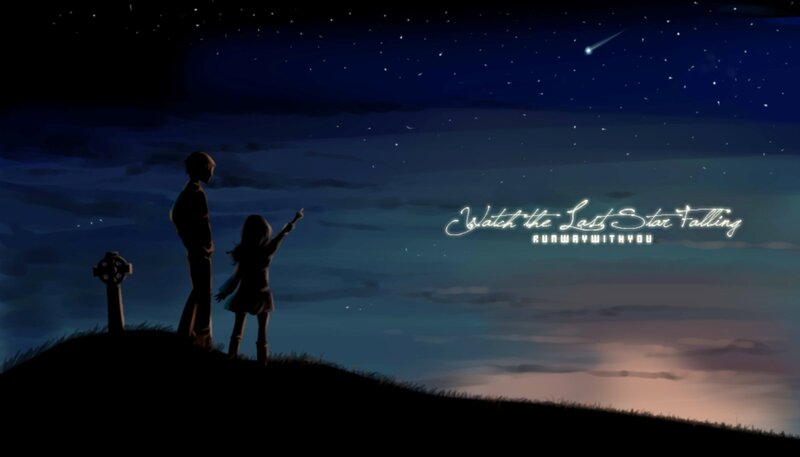 Silhouette of Two Children — Blue, Serene