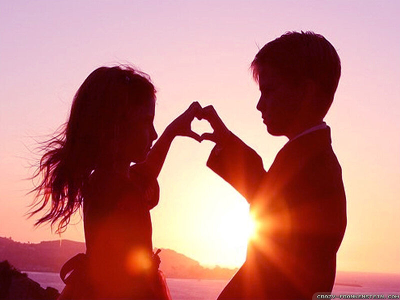 Silhouette of Two Children — Purple