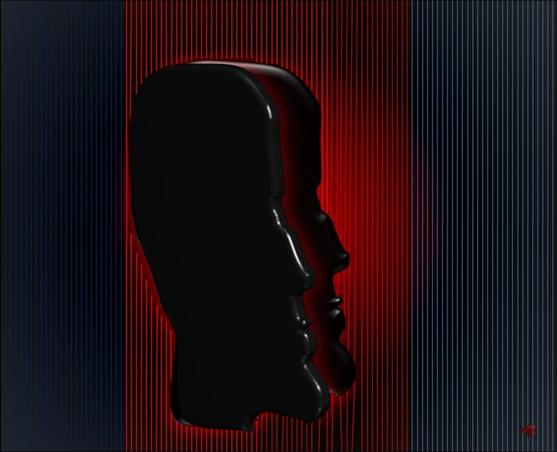 Silhouette of Two Faces — Black