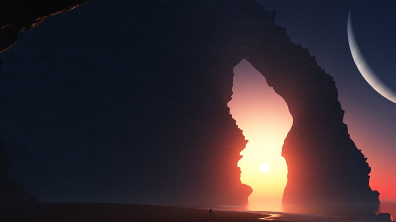 Silhouette of Two Faces — Orange