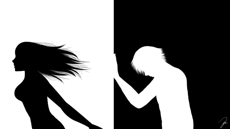 silhouette of two figures